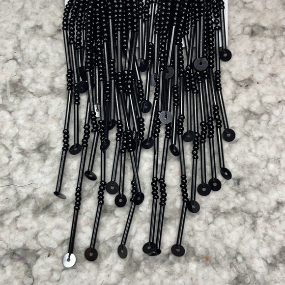 NWT Kate Spade Black Glitzville Beaded and Sequin Dangle Tassel Earrings - Picture 4 of 7